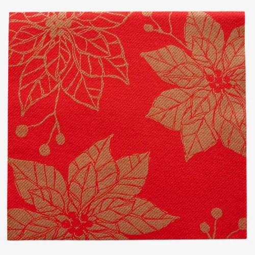 Tovagliolo Airlaid in Carta a Secco Monouso Compostabile – Fiore Oro Natale