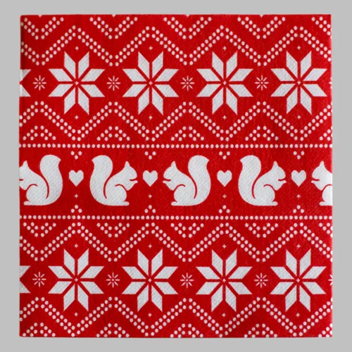 Tovagliolo Airlaid in Carta a Secco Monouso Compostabile – Scoiattolo Natale