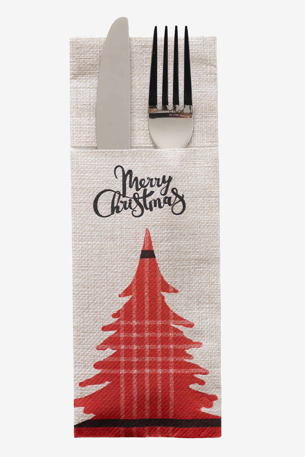 Tovagliolo Tasca Airlaid in Carta a Secco Monouso Compostabile – Abete Rosso Buon Natale